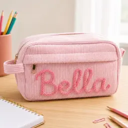 Corduroy Pencil Case — Their Name in Chunky Yarn, First Day Ready thumbnail 7
