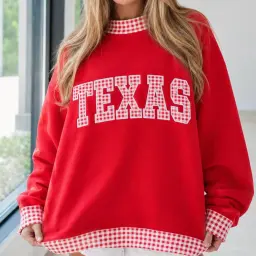 Home State Varsity Mockneck — Gingham Letters, Name Underneath thumbnail 4