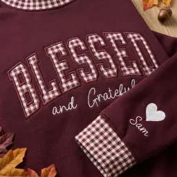 Blessed & Grateful Mockneck — Gingham Letters for the Table thumbnail 2