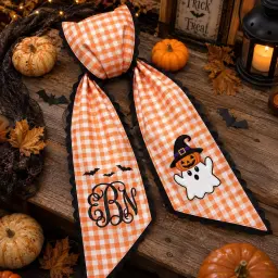 Boo Wreath Sash — Gingham, With Your Monogram thumbnail 3