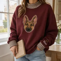 Pet Portrait Mockneck — Their Face, Stitched From Your Photo thumbnail 2