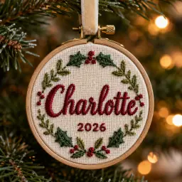 First Christmas Ornament Hoop — Their Name and the Year thumbnail 1