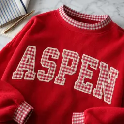 Hometown Varsity Mockneck — Your Town in Gingham Letters thumbnail 3