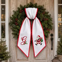 Christmas Wreath Sash — Santa, With Your Initial thumbnail 4