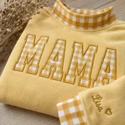 Mama Mockneck — Gingham Letters, Their Names on the Cuff thumbnail 6