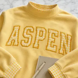 Hometown Varsity Mockneck — Your Town in Gingham Letters thumbnail 7