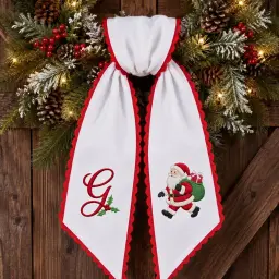 Christmas Wreath Sash — Santa, With Your Initial thumbnail 1