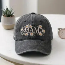 Mama Daisy Cap — Embroidered Daisies, the Kids' Names on the Side thumbnail 1