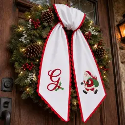 Christmas Wreath Sash — Santa, With Your Initial thumbnail 3