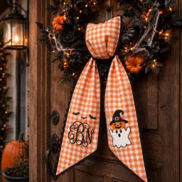 Boo Wreath Sash — Gingham, With Your Monogram thumbnail 4