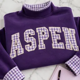 Hometown Varsity Mockneck — Your Town in Gingham Letters thumbnail 8