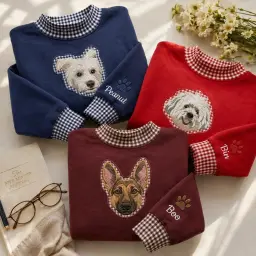 Pet Portrait Mockneck — Their Face, Stitched From Your Photo thumbnail 3