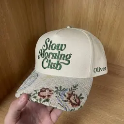 Slow Morning Club Cap — Tapestry Brim, Your Name on the Side thumbnail 2