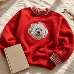 Pet Portrait Mockneck — Their Face, Stitched From Your Photo thumbnail 6