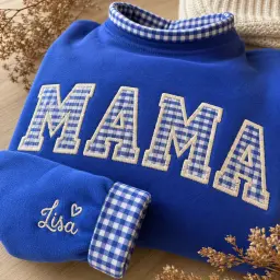 Mama Mockneck — Gingham Letters, Their Names on the Cuff thumbnail 8