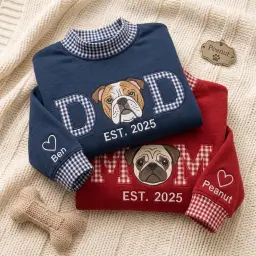 Dog Mom & Dog Dad Mockneck — Their Face in the O, Est. the Year You Got Them thumbnail 1