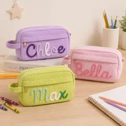 Corduroy Pencil Case — Their Name in Chunky Yarn, First Day Ready thumbnail 6