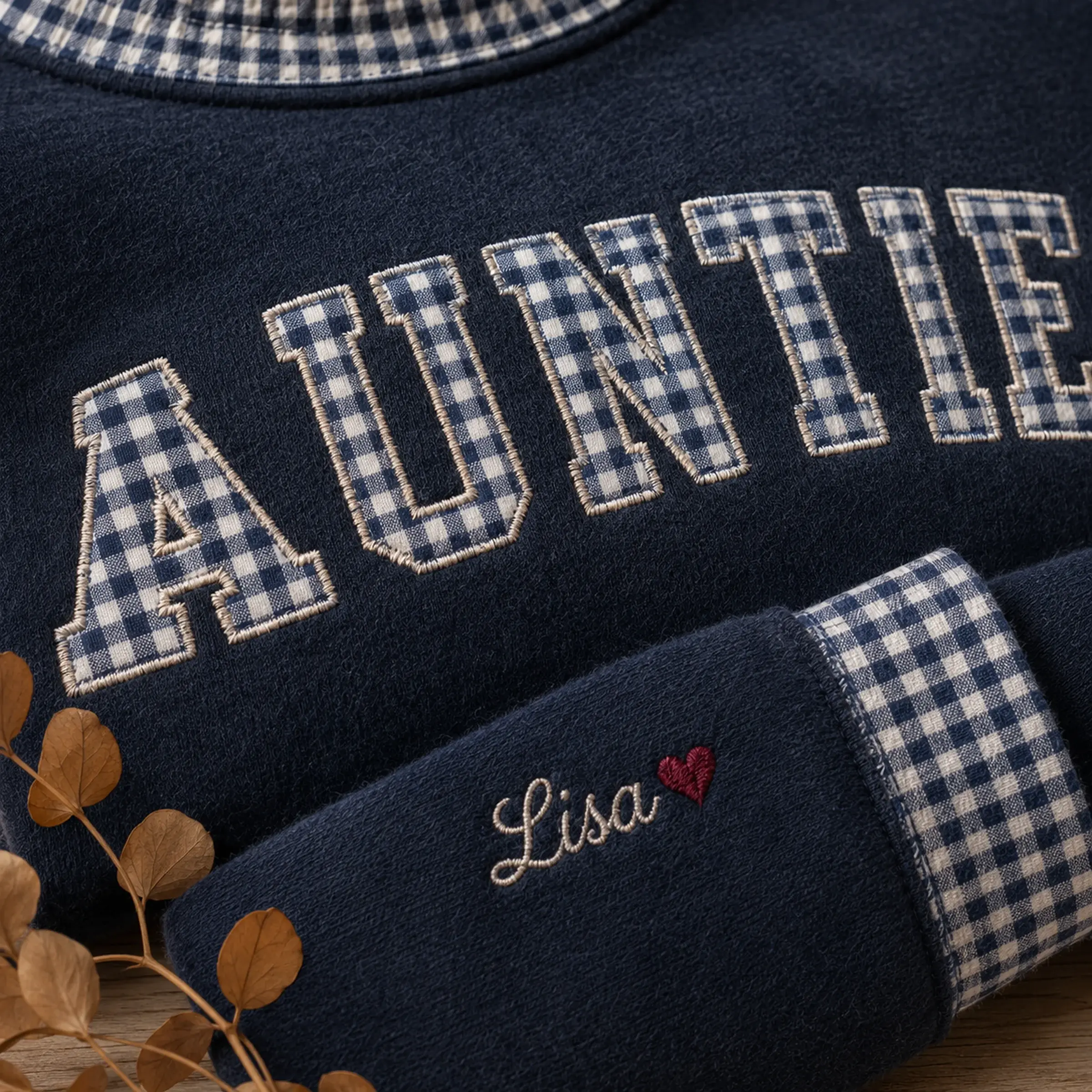 Mama Mockneck — Gingham Letters, Their Names on the Cuff