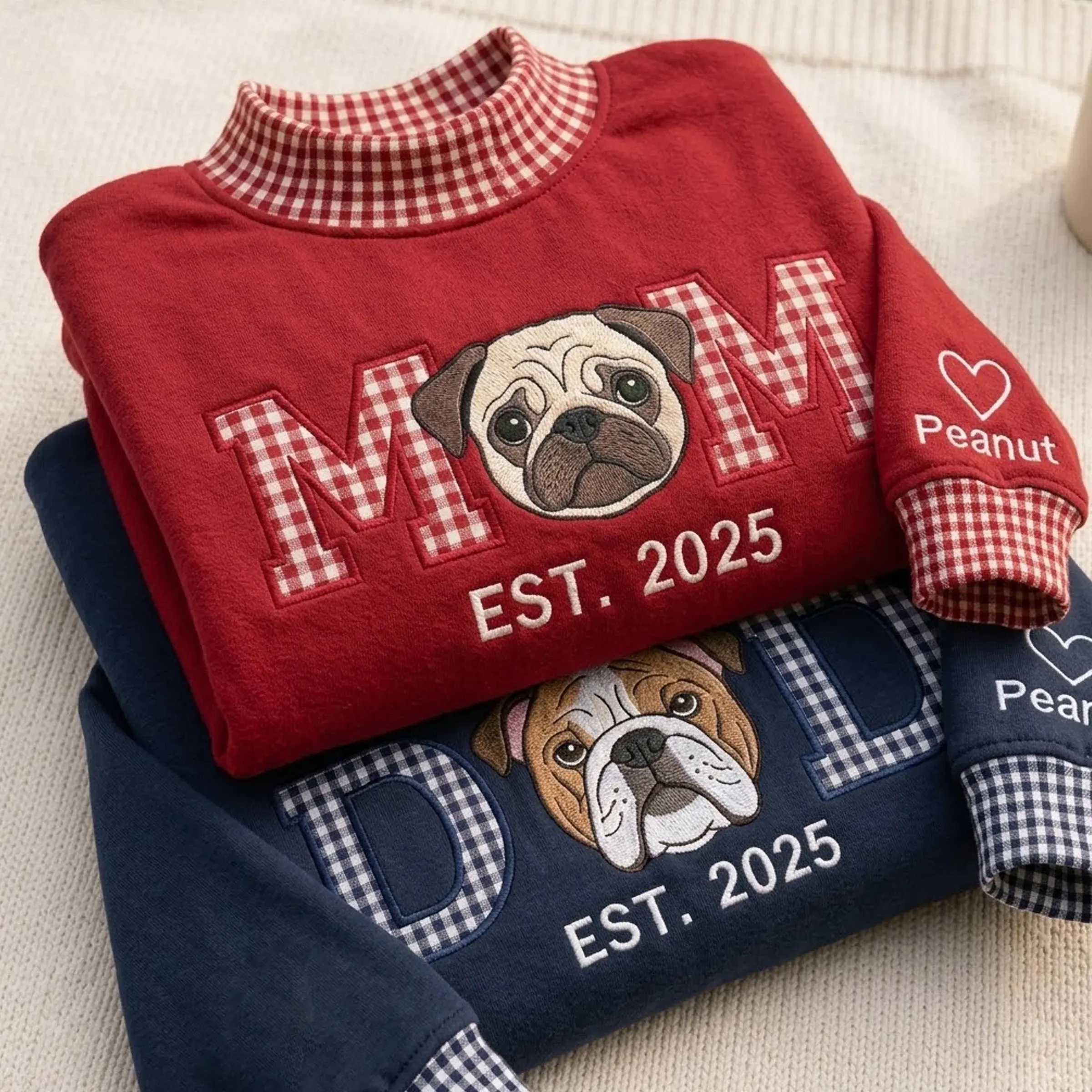 Dog Mom & Dog Dad Mockneck — Their Face in the O, Est. the Year You Got Them