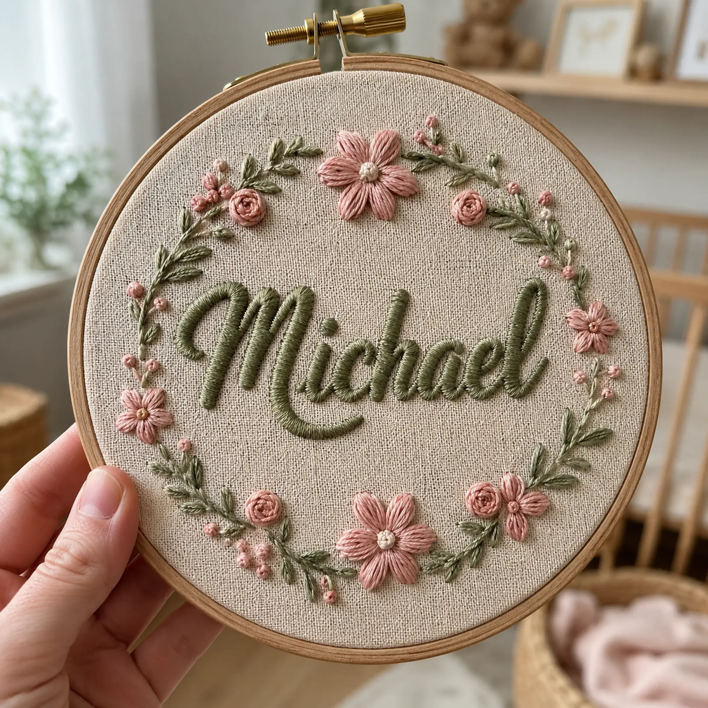 Baby Name Hoop — Their First Sign, Hand-Finished