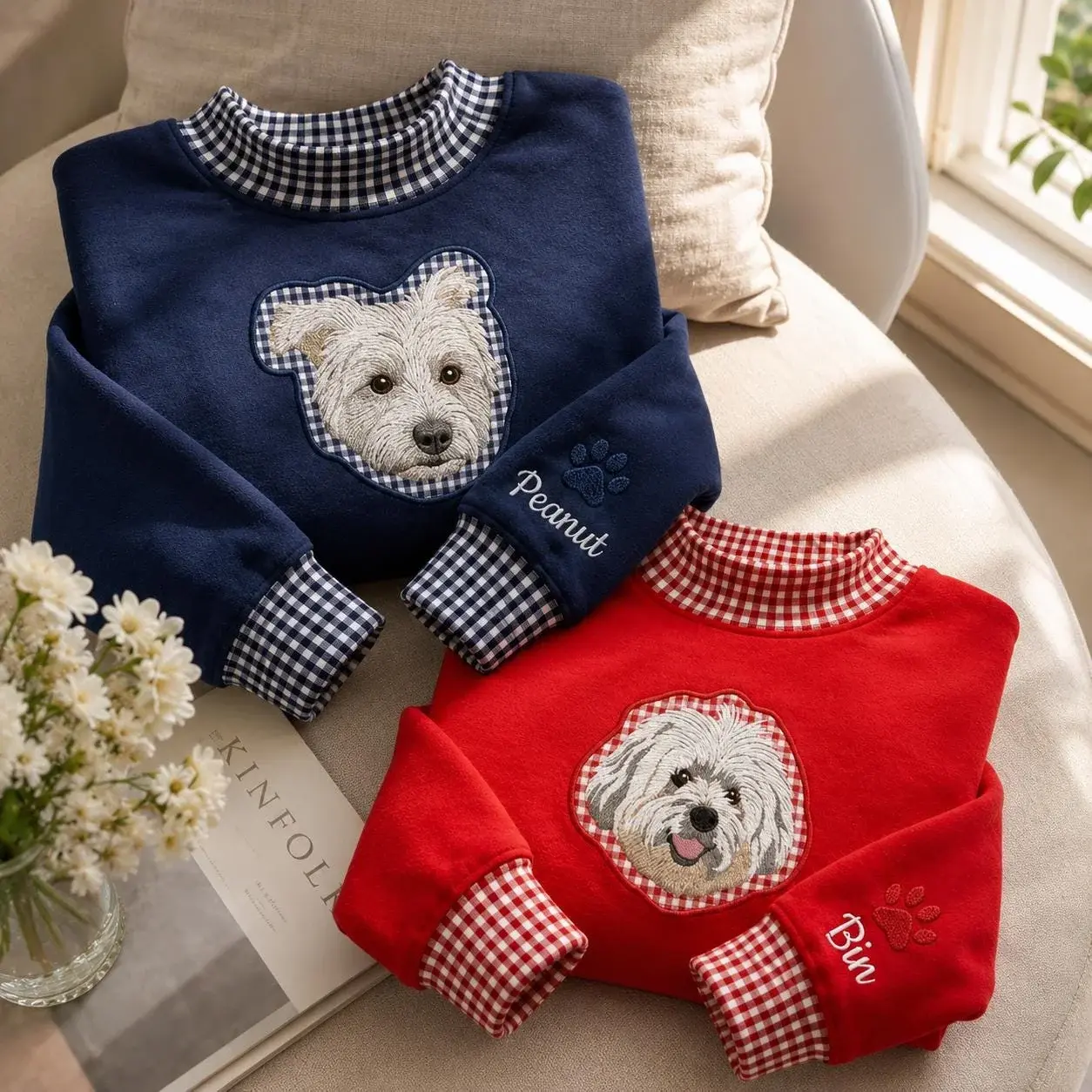 Pet Portrait Mockneck — Their Face, Stitched From Your Photo