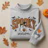 Spooky Season Mockneck — Ghost Appliqué, Their Name on the Sleeve