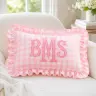 Gingham Monogram Pillow — Ruffled, With Their Initials
