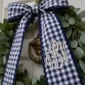 Monogram Wreath Sash — Gingham, Your Initials on the Ribbon